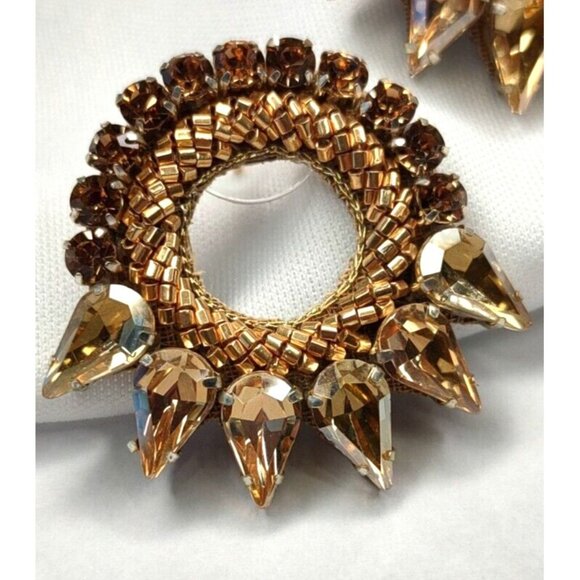 Anthropologie Deepa Gurnani Earrings Valencia Beaded Crystal Gold Studs - Picture 3 of 11